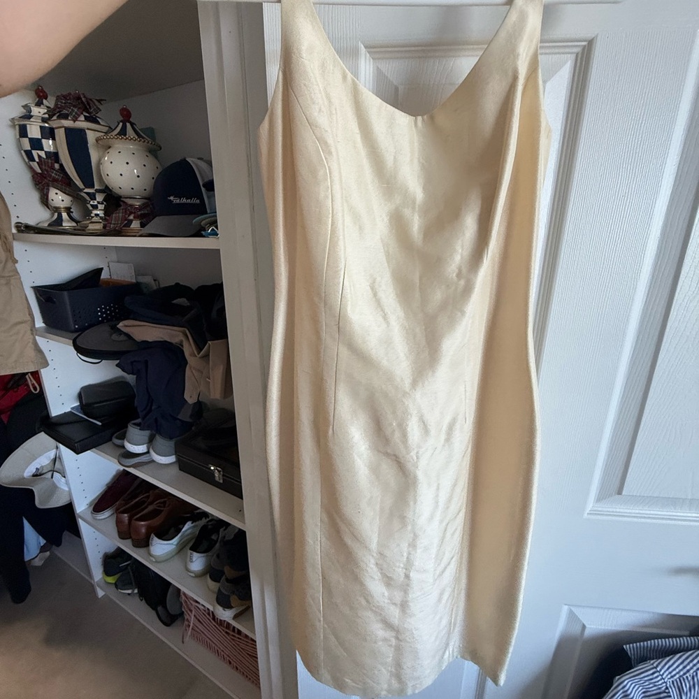 Laundry By Shelli Segal Cream Sheath Dress with Cowl Neck for Cocktail